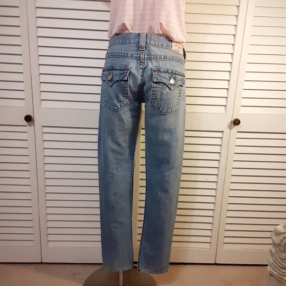 True Religion "Destroyed" Style with Orange & Yellow Stitching "Joey Jean" - Picture 4 of 14